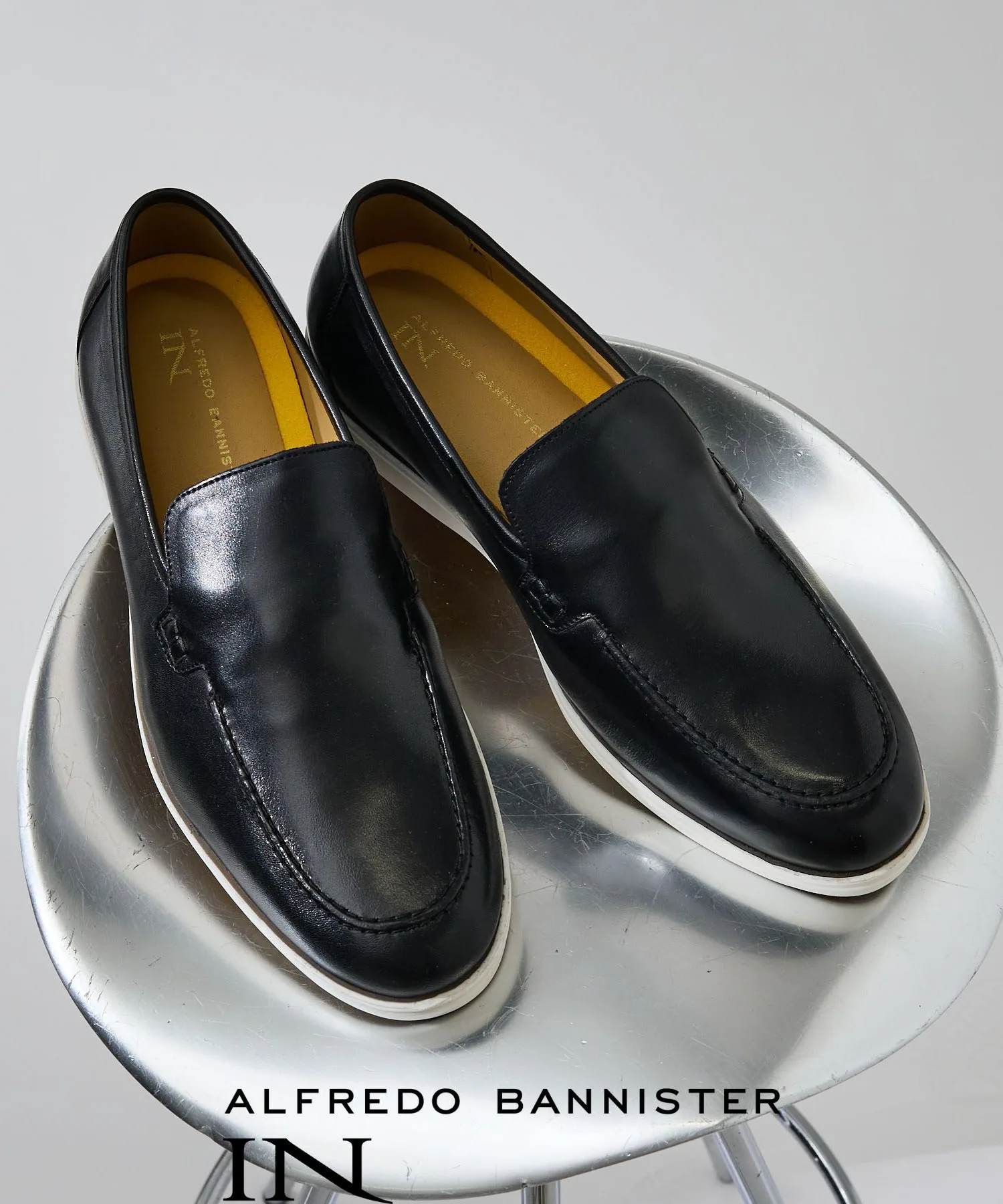 Мужские кожаные слипоны alfredoBANNISTER чёрные