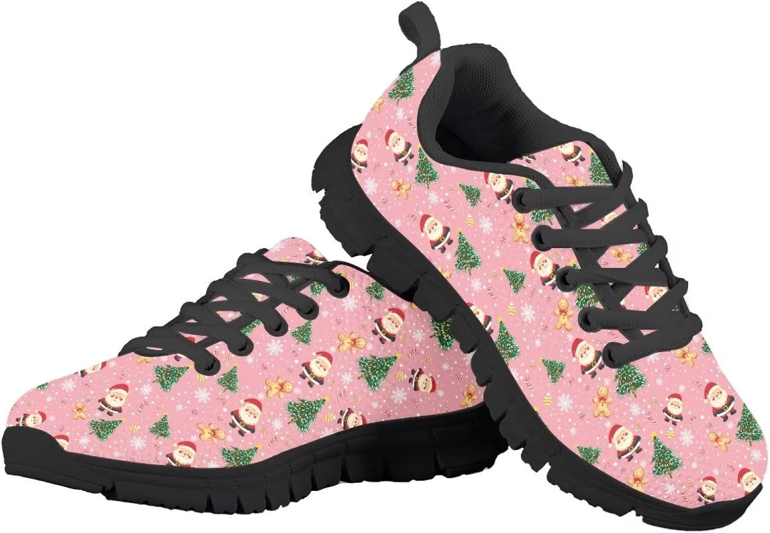 

Рождественские детские легкие кроссовки для бега, девочкам, на шнуровке, дышащие, противоскользящие теннисные кроссовки для маленьких детей (Размер 11-13) / больших детей (Размер 1-5) Quxjehoe, Merry Christmas