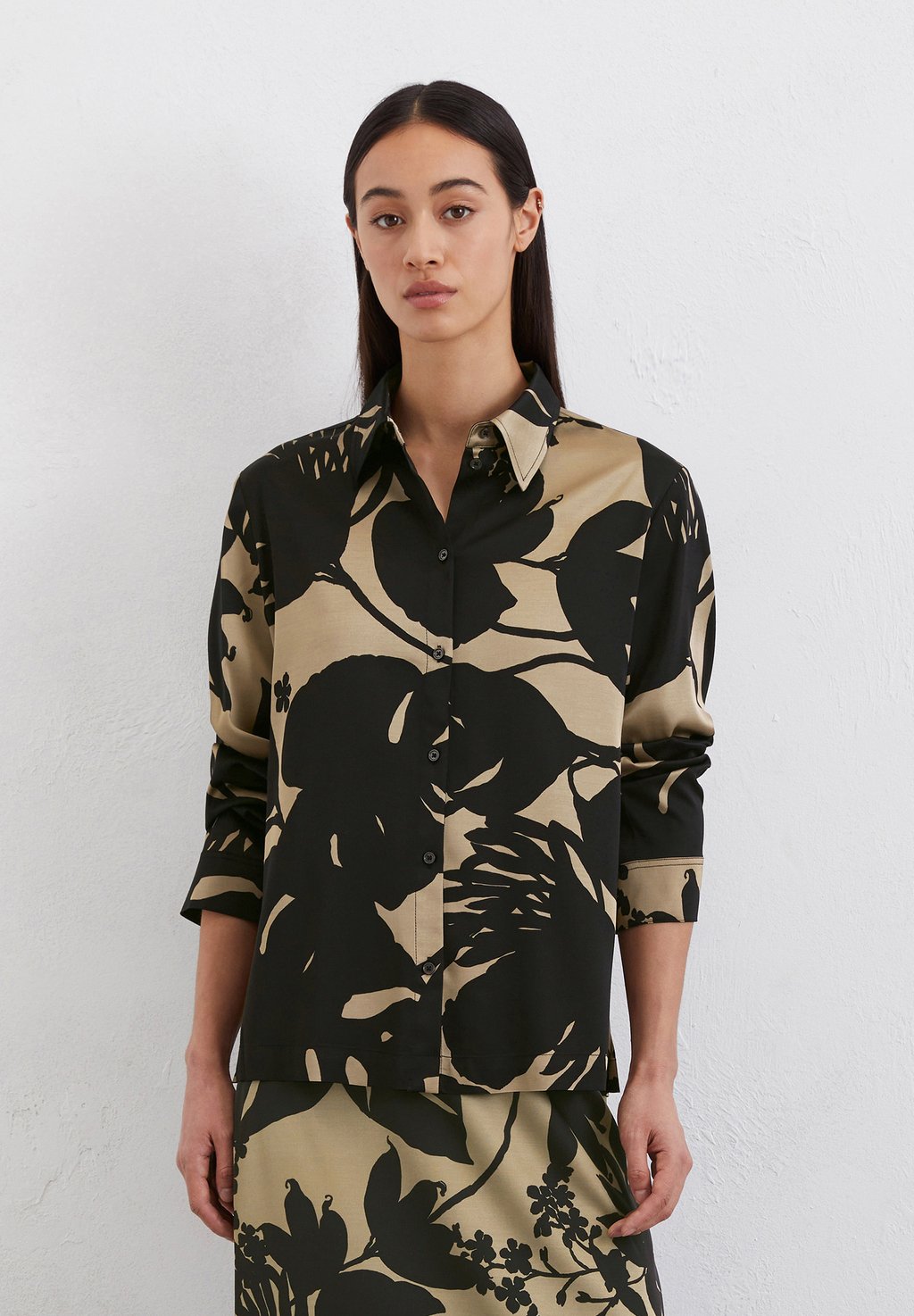 

Блузка на пуговицах PRINT-REGULAR AUS STRETCH Marc O'Polo, коричневый