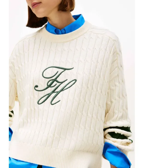 Свитер loose fit Tommy Hilfiger, кремовый — фото 4