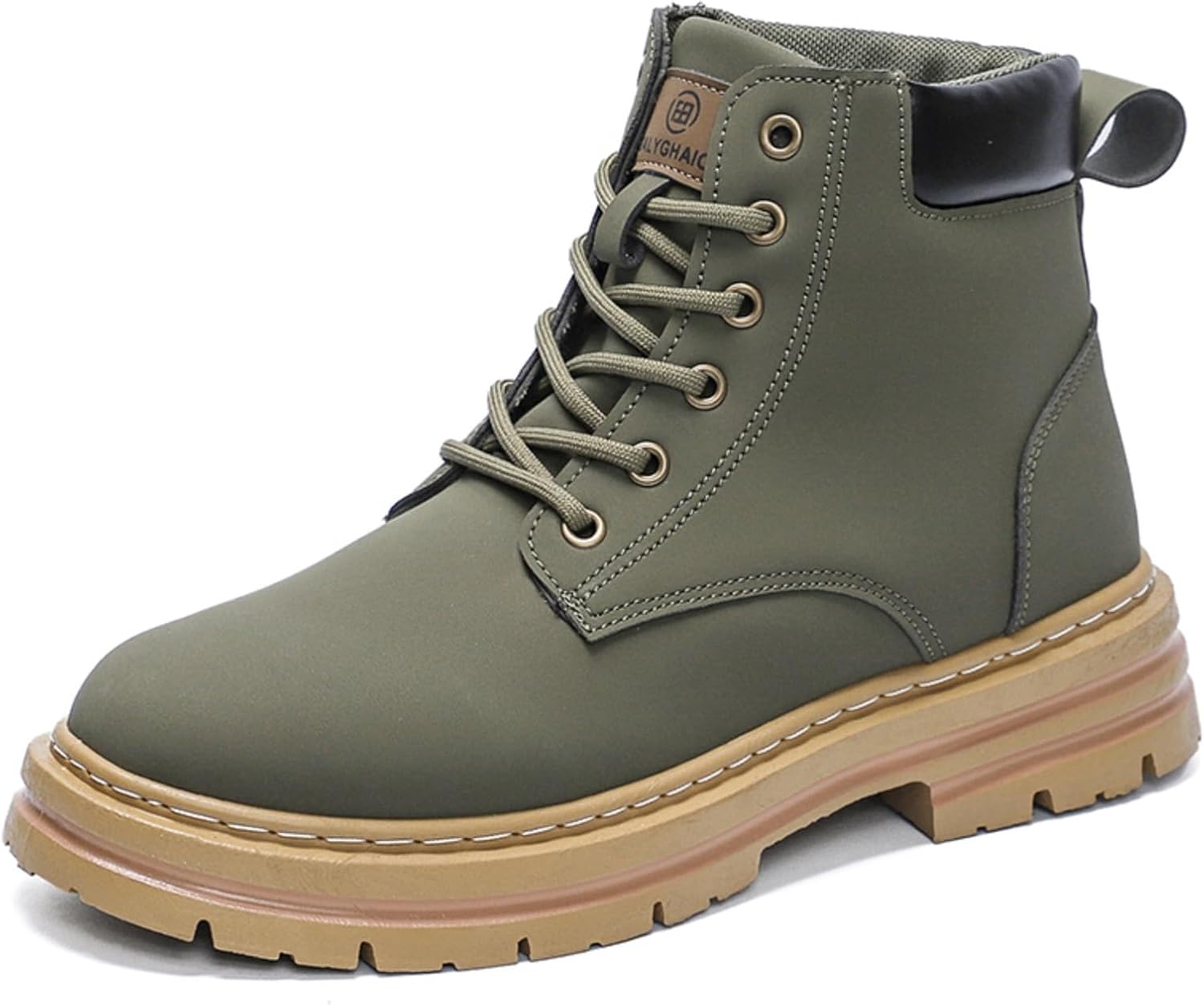 

Мужские модные ботинки-чукка на молнии - прочная металлическая молния, кожа с ручной восковой обработкой, легкая подошва, нескользящая резиновая подошва - универсальны для повседневных поездок, городских походов и ретро-стиля Khwfjas, зеленый