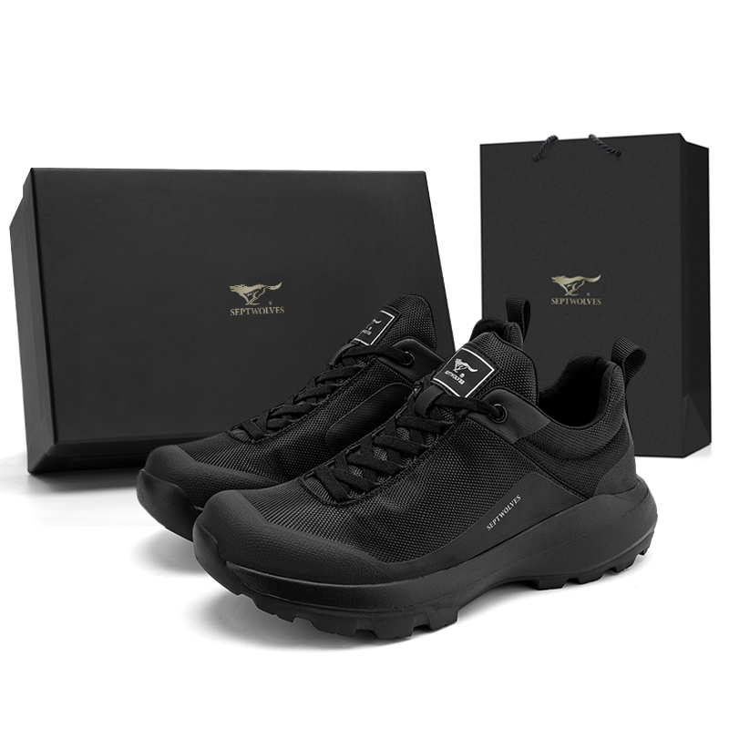 

SEPTWOLVES Мужские черные противоскользящие износостойкие дышащие легкие низкие повседневные туфли с эффектом увеличения роста (стандартный размер кожаной обуви)