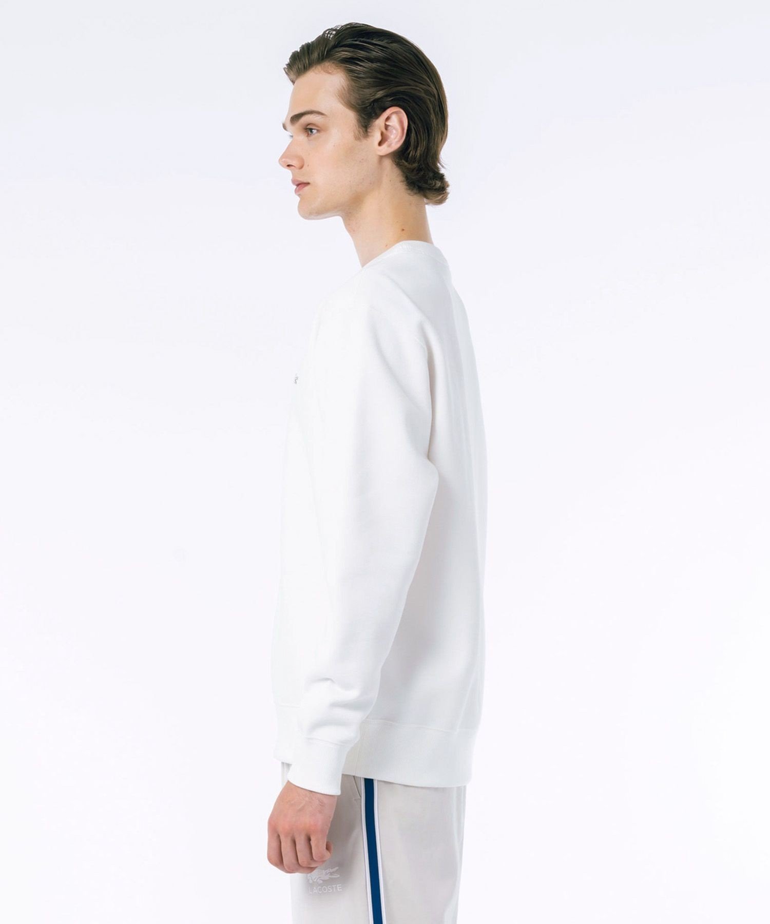 Однотонная толстовка из пике с круглым вырезом LACOSTE, Off white — фото 4