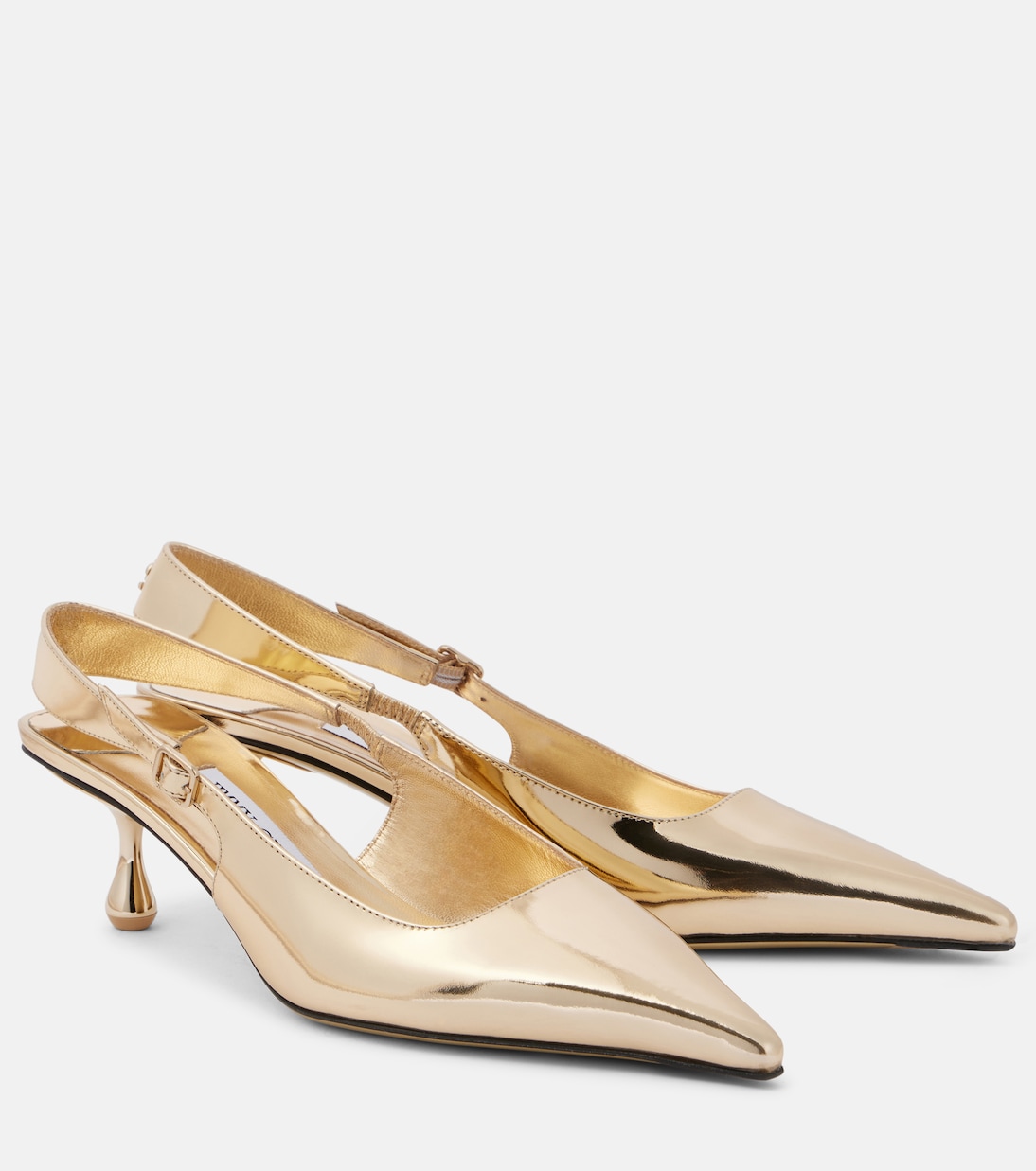 Туфли-лодочки Amel 50 из металлизированной кожи с ремешком на пятке Jimmy Choo, золотой