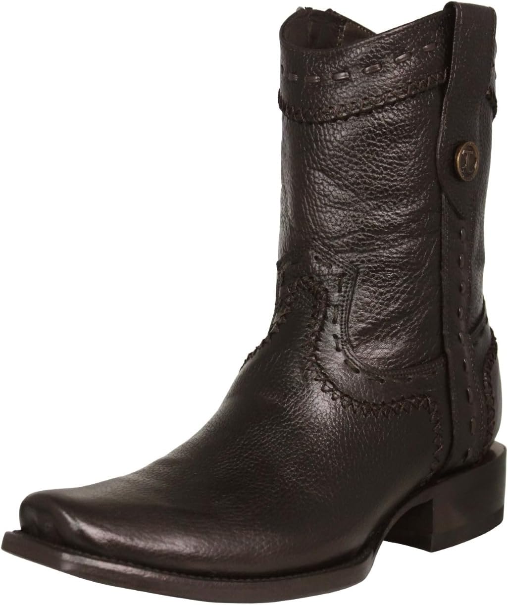 

Мужские темно-коричневые ковбойские сапоги Texas Legacy с западным дизайном, кожаные с молнией и квадратным носком