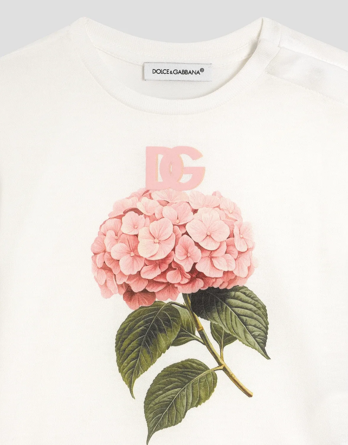 Футболка из джерси с принтом гортензий Dolce & Gabbana, белый — фото 3