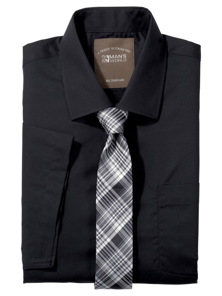 

Рубашка с короткими рукавами, однотонная черная Man's World