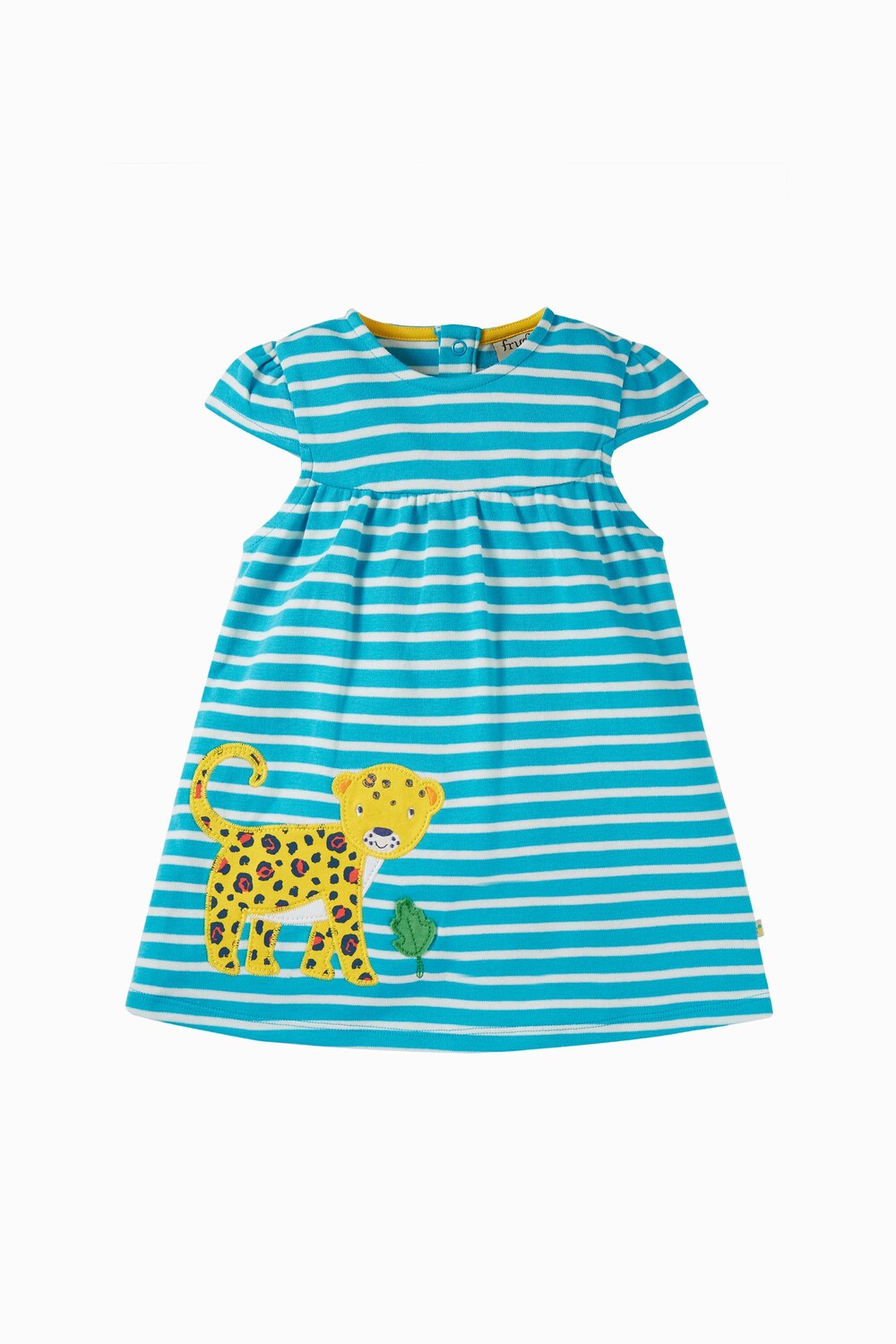 

Платье в рубчик с короткими рукавами с леопардовым принтом Frugi, синий