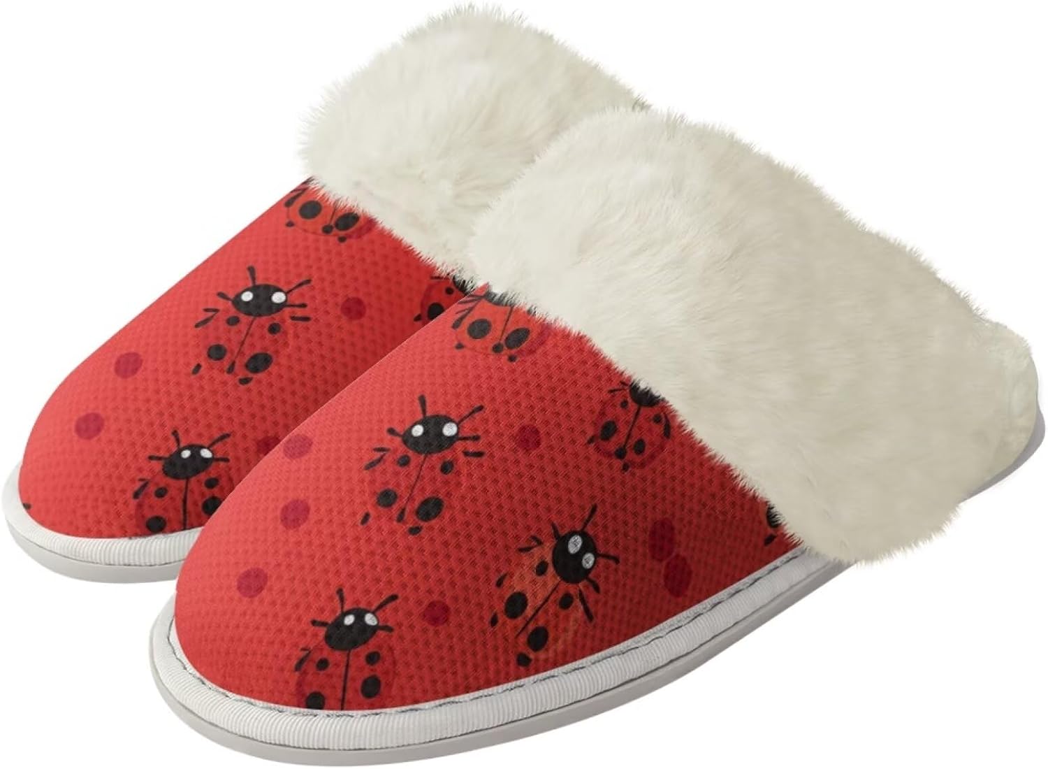 

Мужские тапочки Forchrinse Red Ladybug Daisy с эффектом памяти, пушистые домашние тапочки для женщин, тапочки «Божья коровка», легкая домашняя обувь для спальни, Cute Ladybug