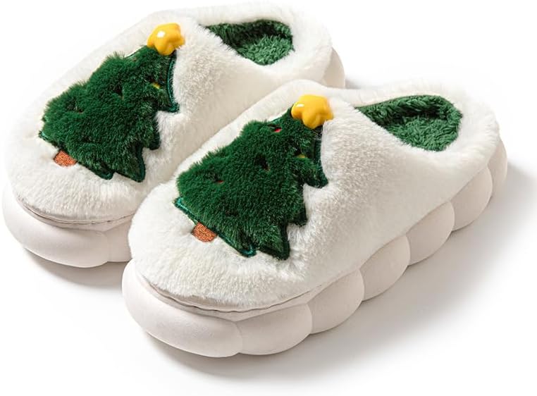 

Милые мультяшные рождественские тапочки CAYOREPO, белый