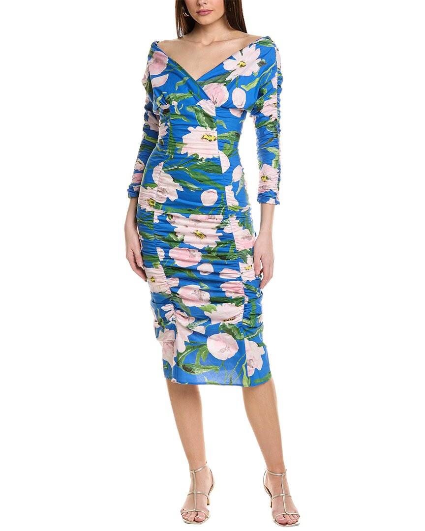 

Платье миди Carolina Herrera со сборками, синий