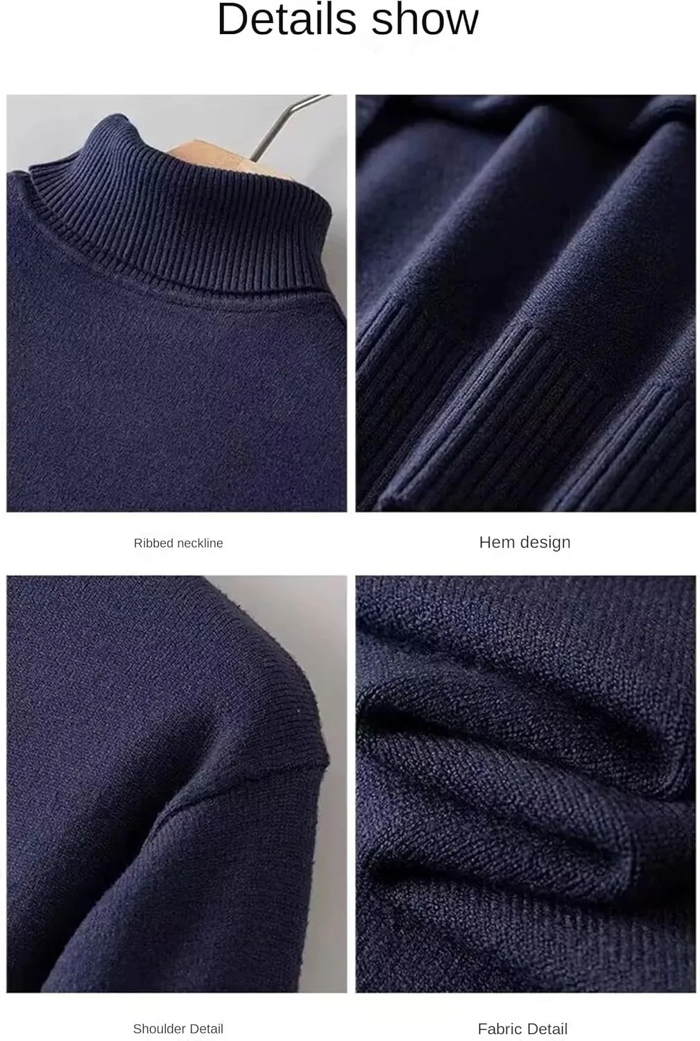 Мужской свитер с высоким воротником и длинным рукавом, риб, pure cotton, slim fit — фото 4