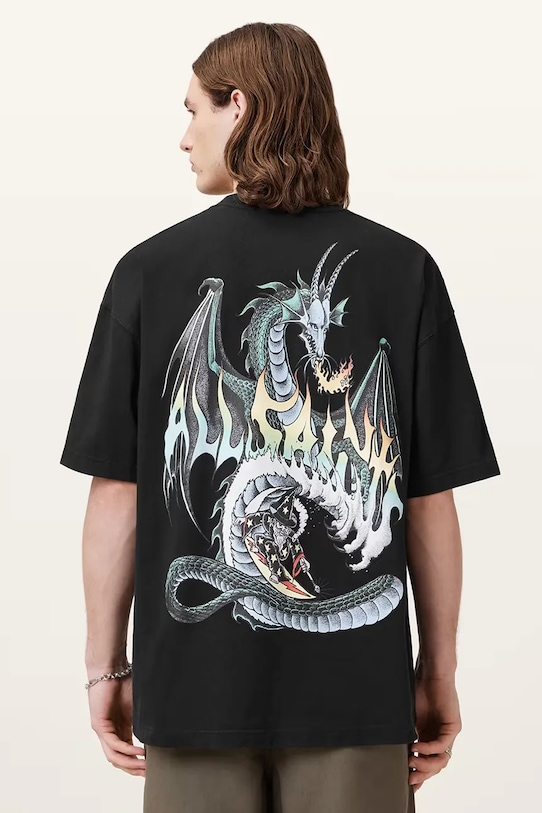 

Хлопковая футболка DRAGON Allsaints, черный