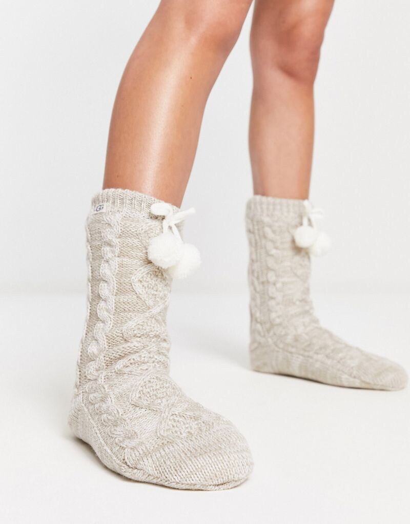 

Белые носки с флисовой подкладкой UGG Pom