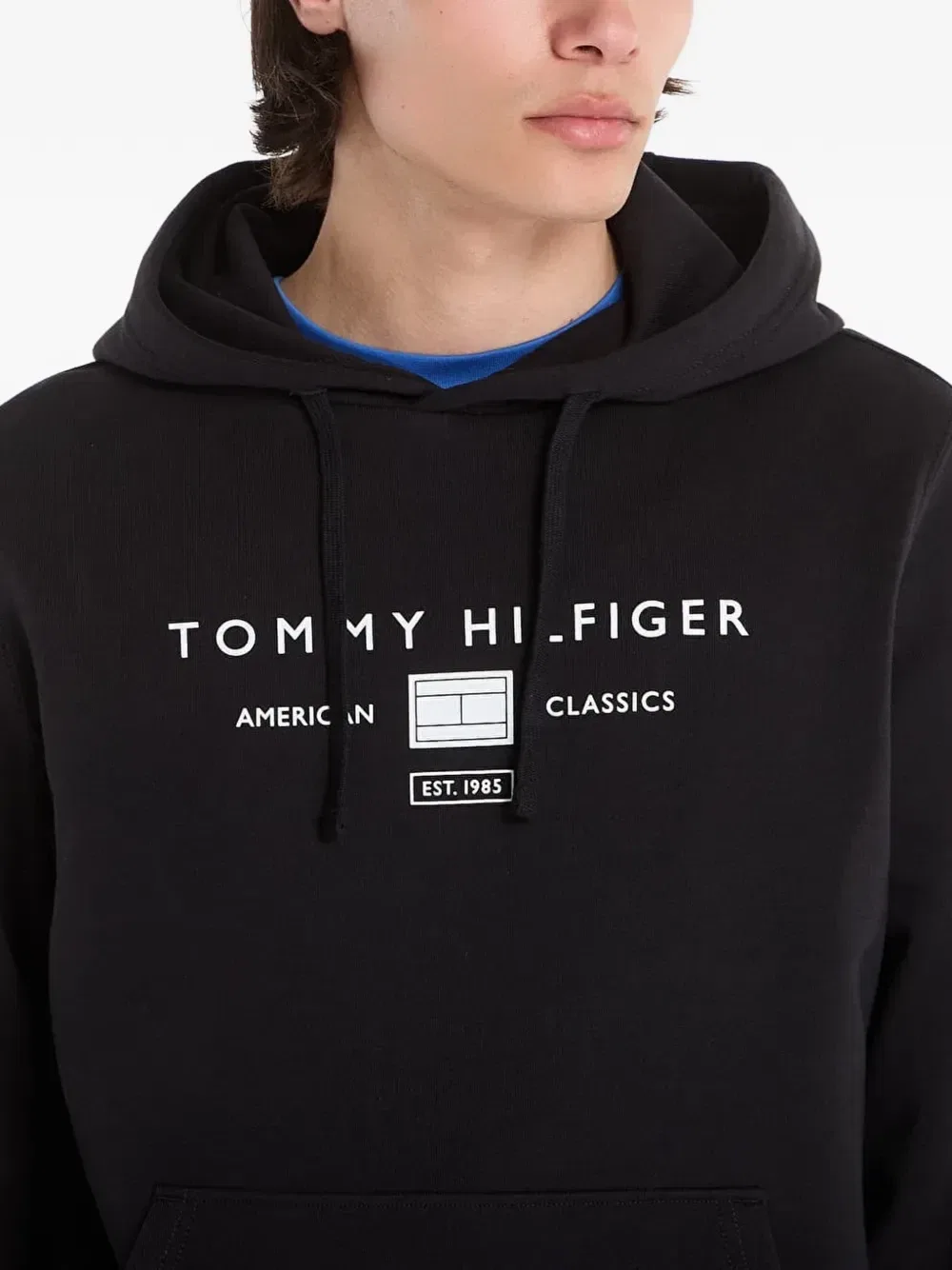 Хлопковое худи Love с принтом в виде логотипа и кулиской Tommy Hilfiger, черный — фото 4