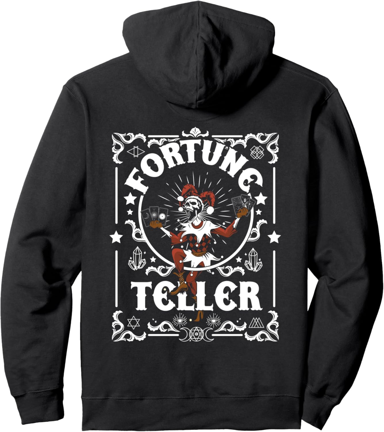 

Толстовка с капюшоном в стиле «Клоун, цыганка, гадалка, экстрасенс» с изображением карт Таро Gypsy Sweater By Crushretro, черный