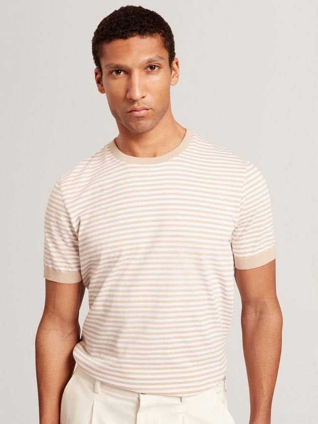 

Футболка Ourme Cotton Regular Fit в полоску Ted Baker, Taupe