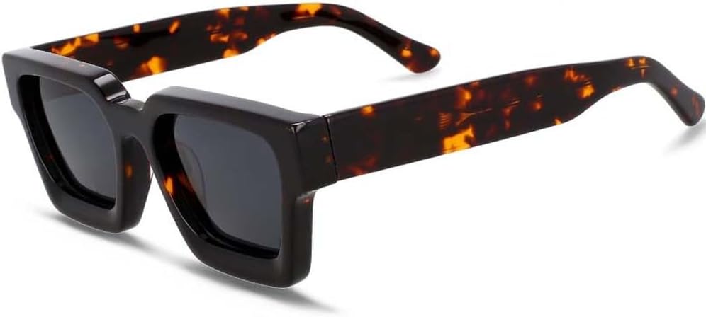 

Винтажные поляризованные солнцезащитные очки из ацетата, большая оправа, широкие дужки, солнцезащитные очки для мужчин и женщин, защита от УФ-излучения UV400 HYYZZC, Leopard