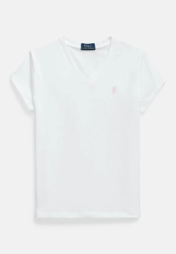 Футболка с v-образным вырезом из хлопкового трикотажа 714y, базовая футболка Polo Ralph Lauren, White