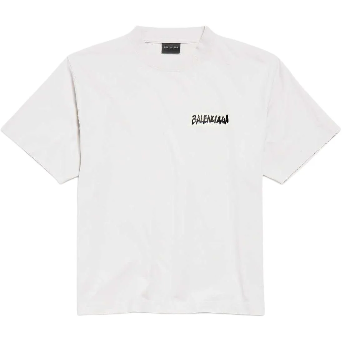Футболка с коротким рукавом с логотипом Balenciaga, Distressed White