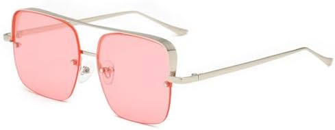 

Солнцезащитные очки в полуободковой оправе в стиле ретро, ​​металлическая оправа, защита от УФ-излучения UV400, для мужчин и женщин, 8, серебристый, розовый, один MTZJH, One Color