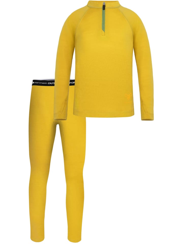 

Normani Outdoor Sports Топ из мериносовой шерсти «Ньяпари» и брюки из мериносовой шерсти «Маккей» желтого цвета