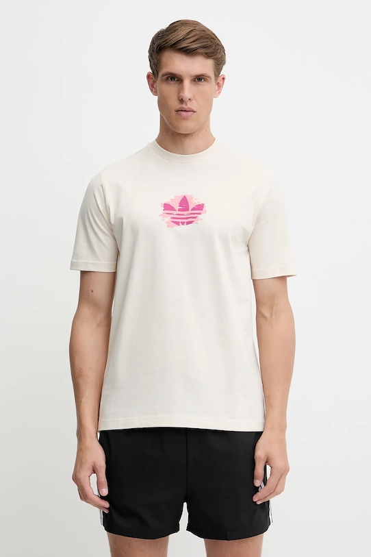 

Хлопковая футболка с принтом Graphic Tee Adidas Originals, бежевый