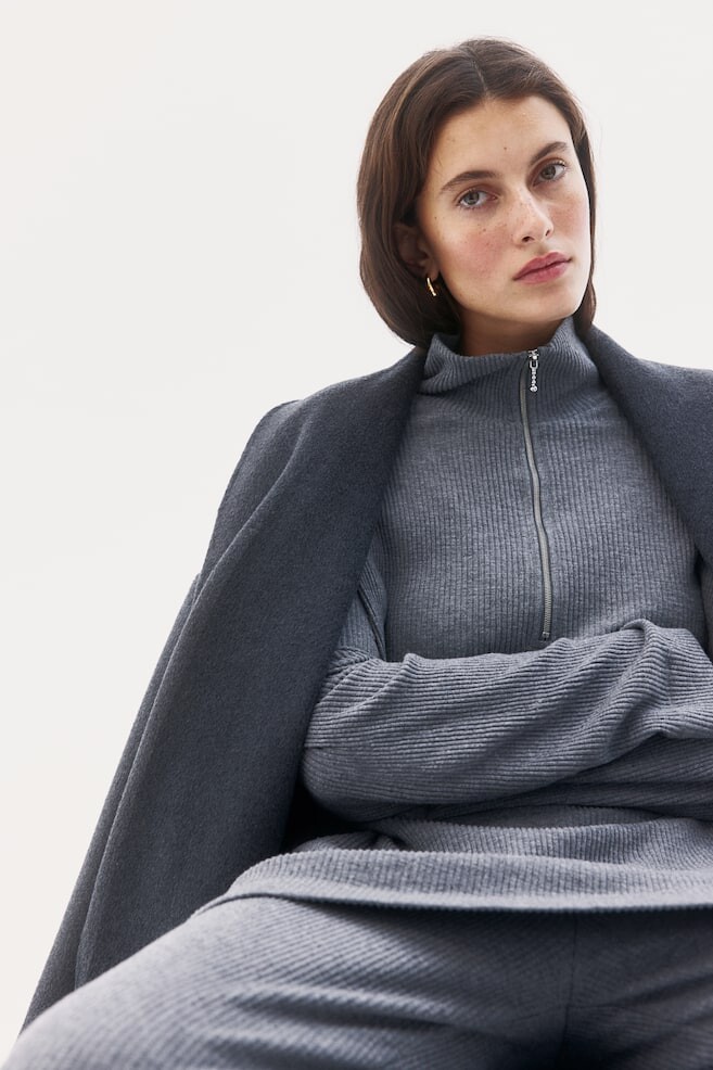 

Рубашка в рубчик на молнии H&M, серый