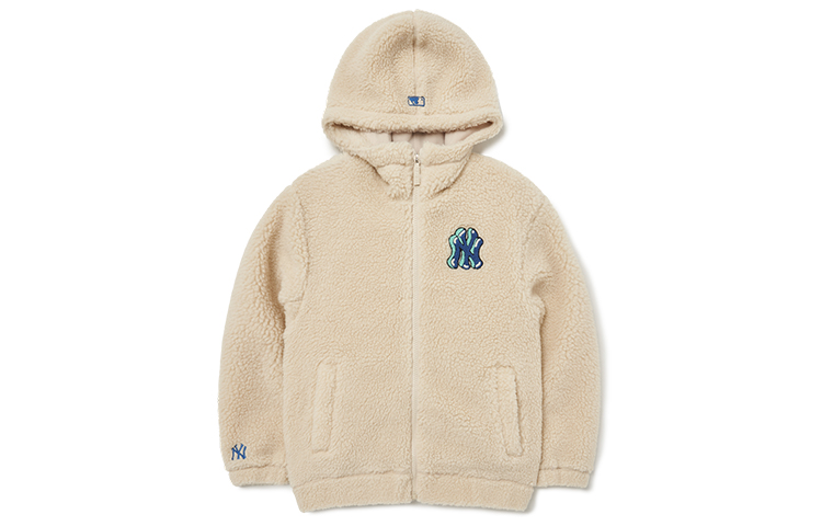 

Пальто с бархатистой текстурой light beige детское MLB, светло-бежевый