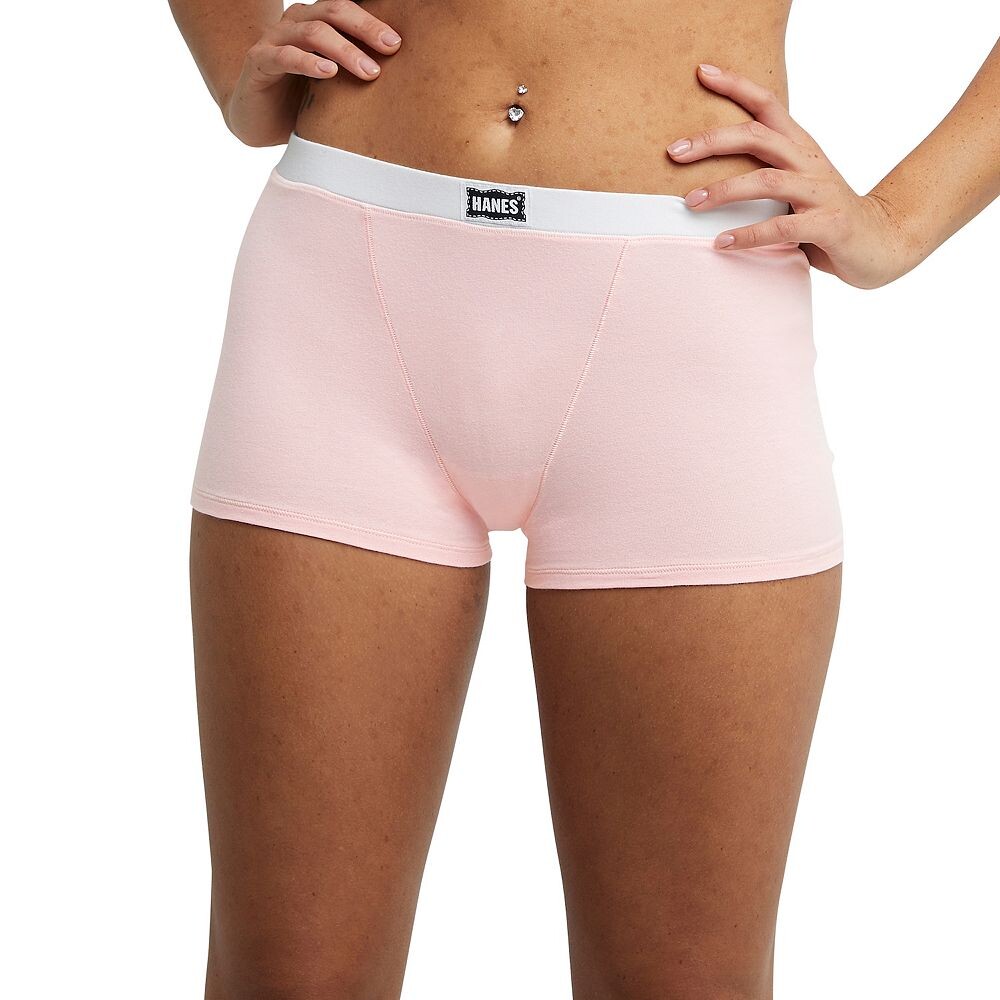 

Женские трусы-боксеры Hanes Originals Ultimate, комплект из 3 шт + 1 бонус, трусы-боксеры из эластичного хлопка UO45V4, цвет Gray Dot Pink