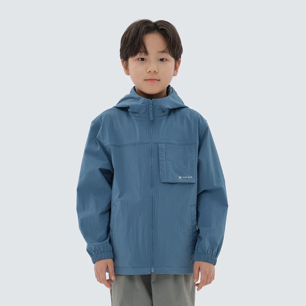 Детская ветровка с накладными карманами, синяя, от Snowpeak Apparel Kids