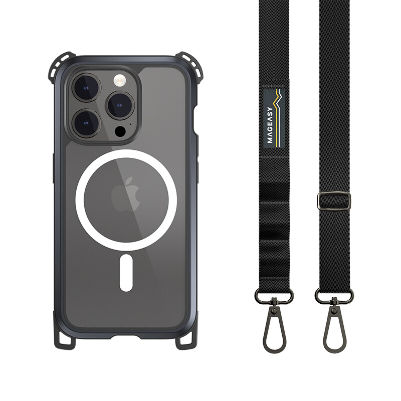 

Чехол для телефона Switcheasy, Leather black with lanyard