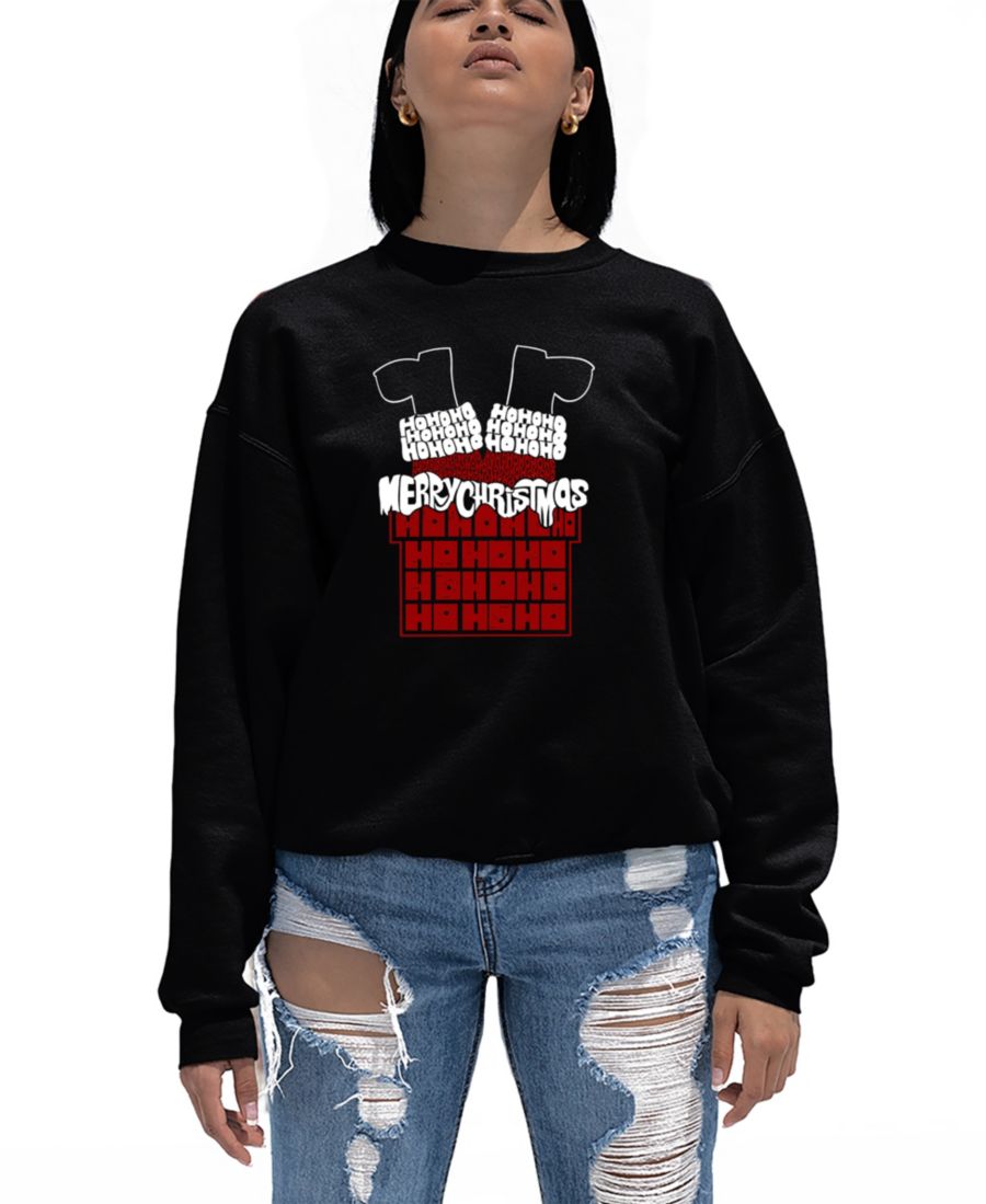 

Женская толстовка с круглым вырезом и надписью "Санта-трубочист" LA Pop Art, Black