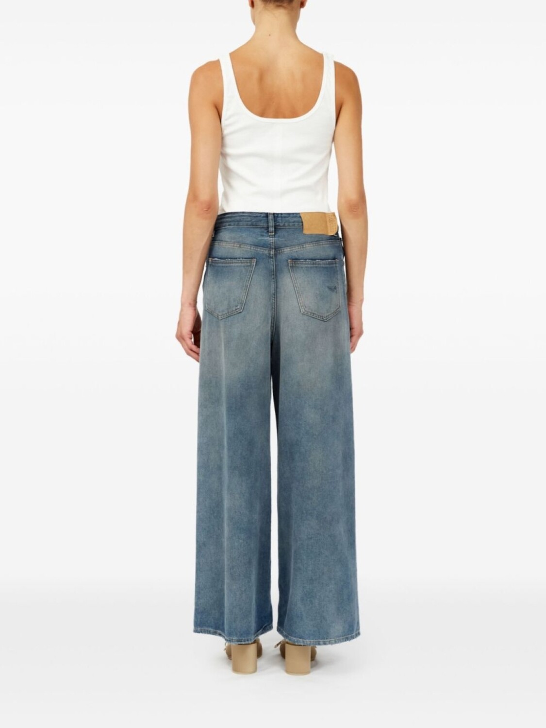 MM6 Maison Margiela широкие джинсы с кулиской, синий — фото 4