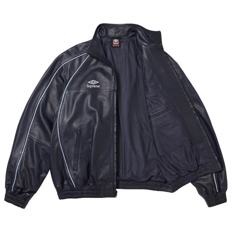 Спортивная куртка Supreme x Umbro Leather Track Jacket, Navy — фото 2