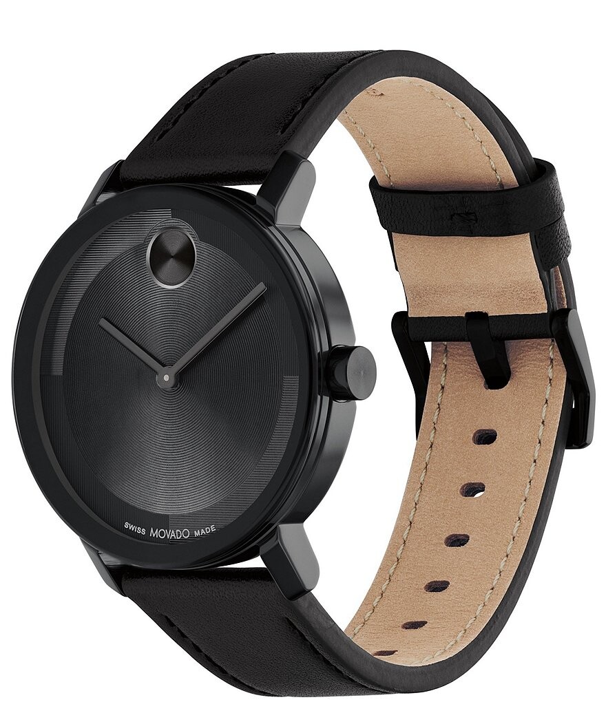

Мужские часы Movado Bold Evolution 2.0 с аналоговым кварцевым черным кожаным ремешком, черный