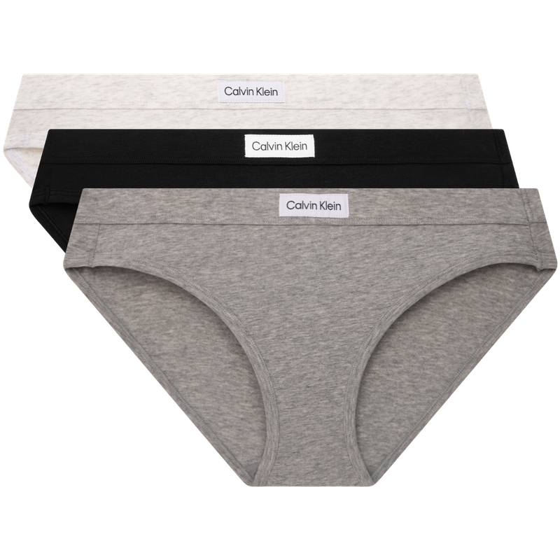 CALVIN KLEIN Трусы Женские 3 шт, 66O-Космический Черный/Кокосовый Серый/Коровья Слоновая Кость — фото 2