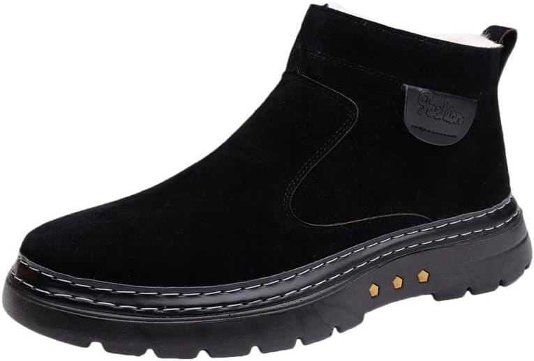 

Мужские зимние высокие ботинки Clolinde большого размера. Легко надевать и снимать. С пушистой подкладкой и толстой подошвой из ПУ. Удобный закругленный носок и мягкие стельки- подходят для холодной погоды, черный