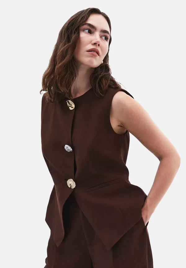 

Жилет с пуговицами из смешанного материала Oxxo, Chicory Coffee