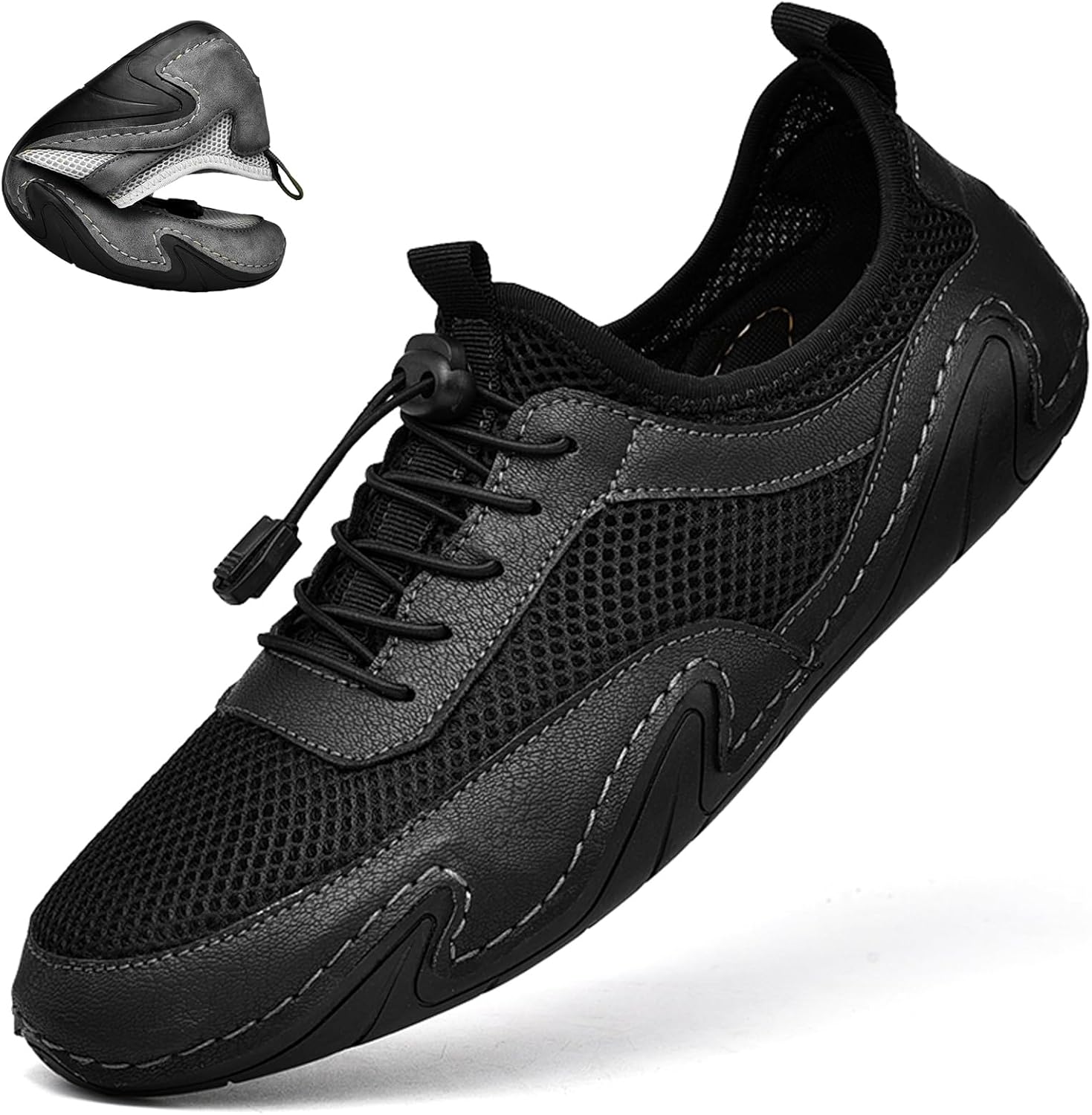 

Классические мужские замшевые сандалии с сеткой, шнуровкой и нескользящей подошвой, удобные мокасины на липучке, модные повседневные плоские туфли на открытом воздухе, дышащие кеды-мокасины Чукка Kctrfsj, черный