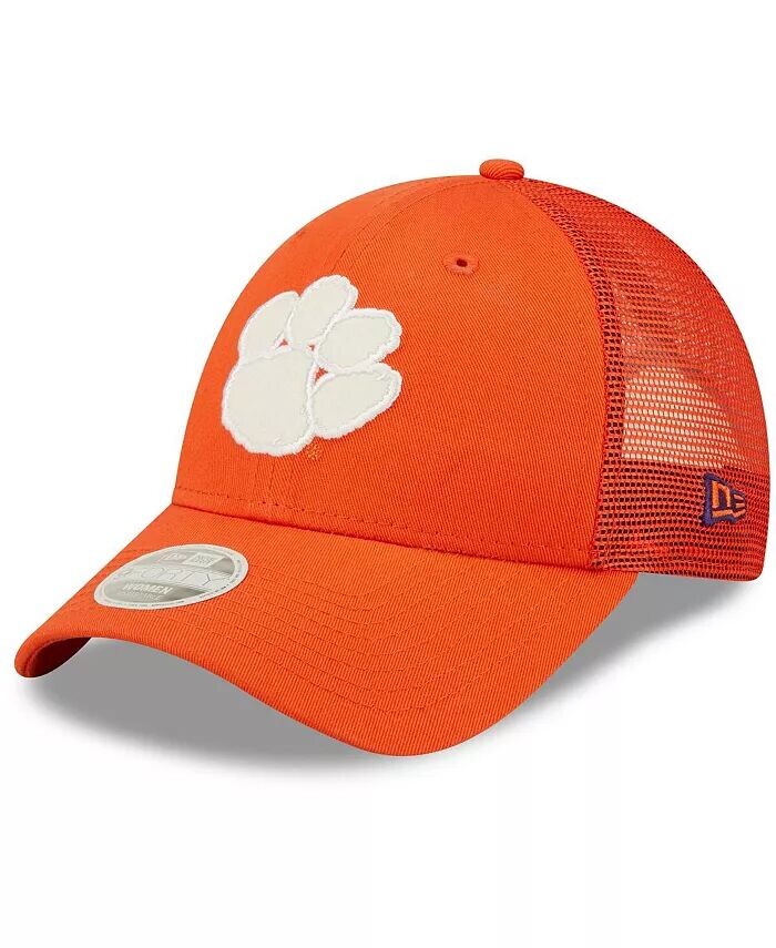 

Женская оранжевая бейсболка Clemson Tigers 9FORTY с логотипом Spark Trucker Snapback New Era