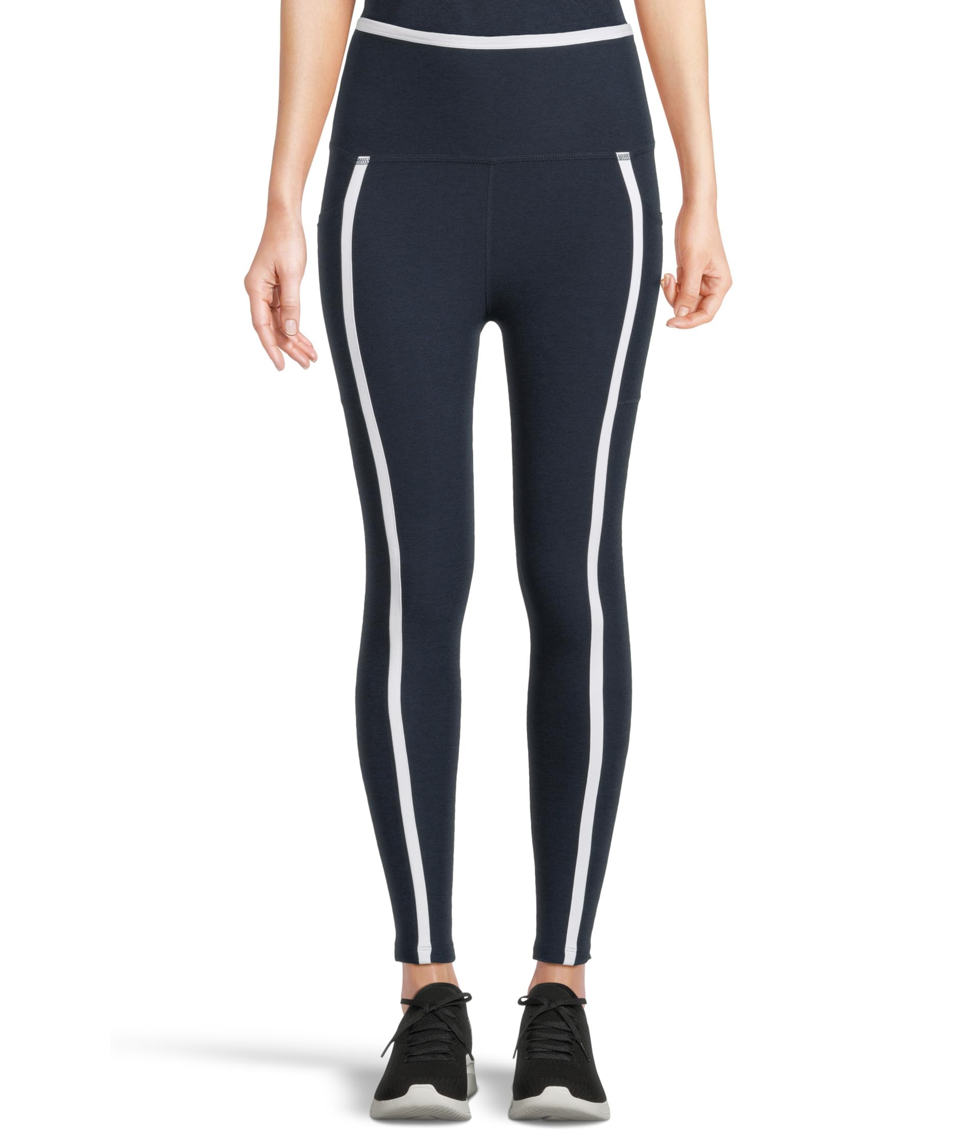 

Брюки Beyond Yoga Spacedye New Moves High-Waisted Midi Leggings, Nocturnal Navy/Cloud White