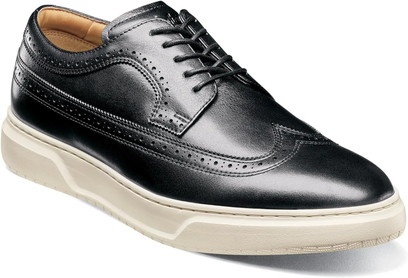 Мужские кроссовки Florsheim Premier Wingtip Lace Up Oxford Trainers, 2-Black Smooth White Sole