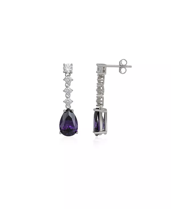 

Серьги-Подвески из стерлингового серебра с аметистом в форме груши Spero London, purple