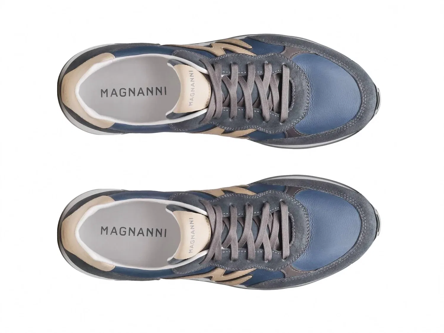 Magnanni Мужские кроссовки Yoki из джинсовой замши/кремового цвета — фото 4