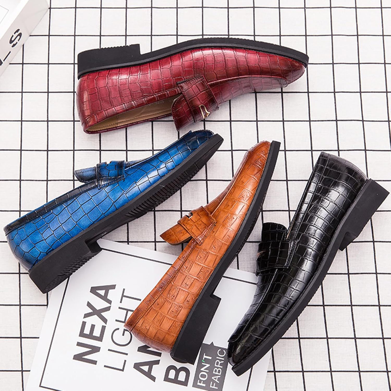 Мужские кожаные удобные слипоны Penny Loafers модные роскошные туфли с принтом Oxford, удобный массивный каблук, противоскользящие повседневные деловые туфли Galonfulty, черный — фото 4