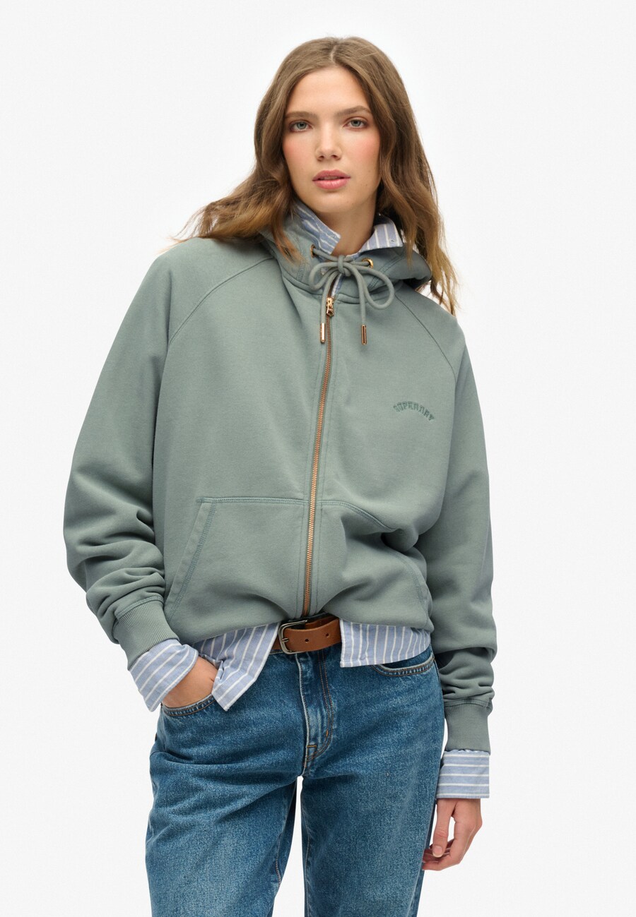 Толстовка с капюшоном на молнии Superdry Essential, пастельный зеленый — фото 2