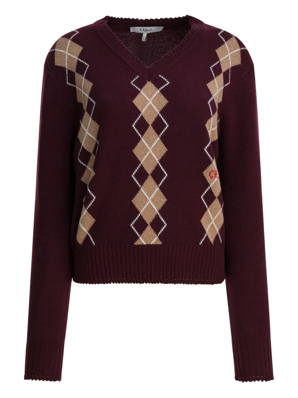 

Свитер с V-образным вырезом Chloé, красный