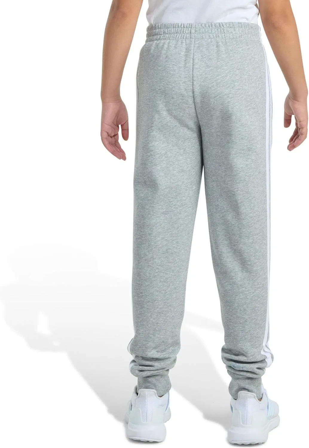 Детские флисовые спортивные брюки Adidas с тремя полосками, Medium Grey Heather — фото 4