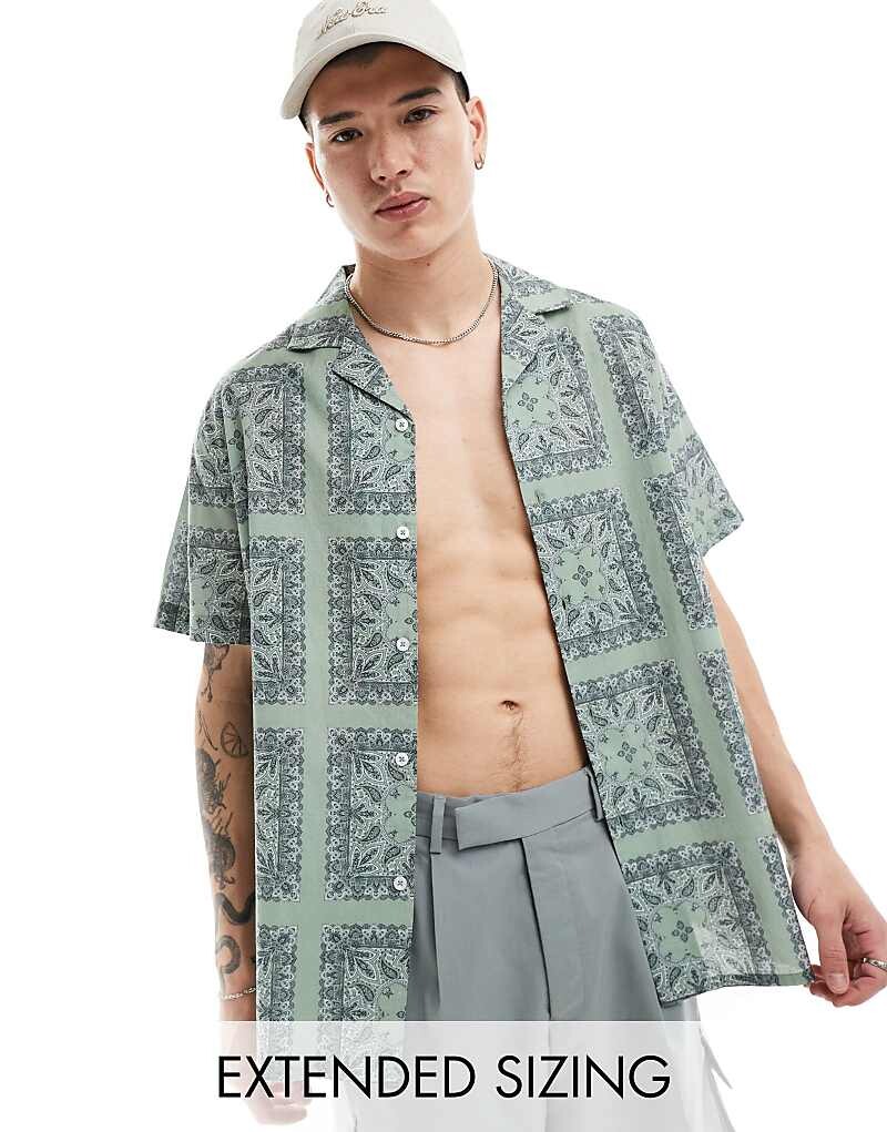 

Рубашка свободного кроя с кубинским воротником ASOS DESIGN